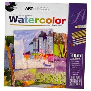 Watercolor Painting Kit For Beginners Spice Box Art School Paint Pencils Pad NIB